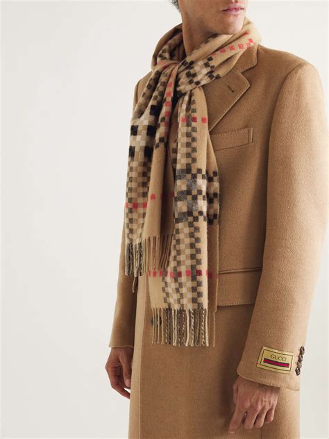 burberry fringe scarf styled|BURBERRY Fringed Checked Cashmere Scarf for Men .